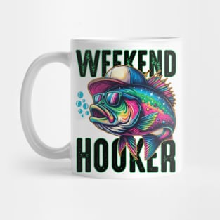 Weekend Hooker Colorful Fish Bass Fish Funny Dad Fishing Mug